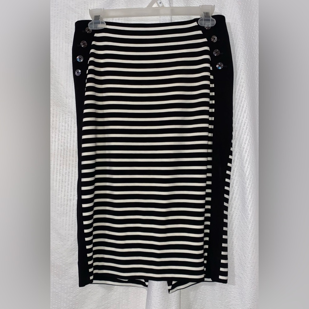 White House Black Market Black and White Pencil Midi Skirt